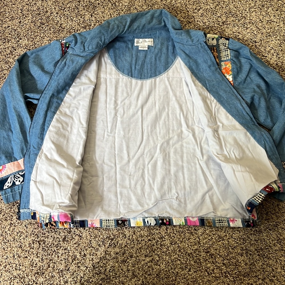 Vintage Patchwork Lightweight Boxy Denim Zip-Up J… - image 4
